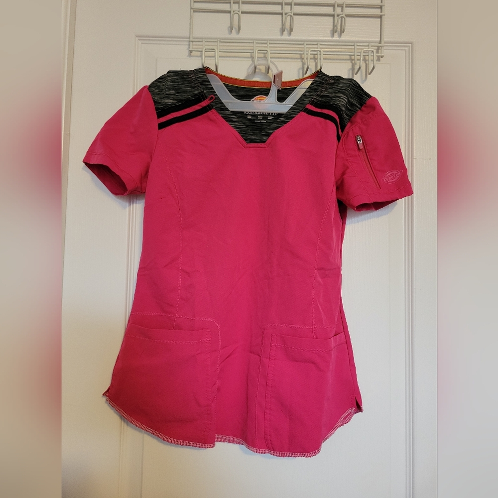 Dickies Pink and Gray Scrub Top